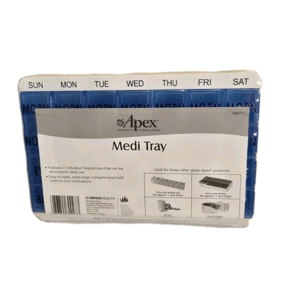NEW 7-Day Pill Organizer Apex Medi-Tray Medication Management Daily Planner